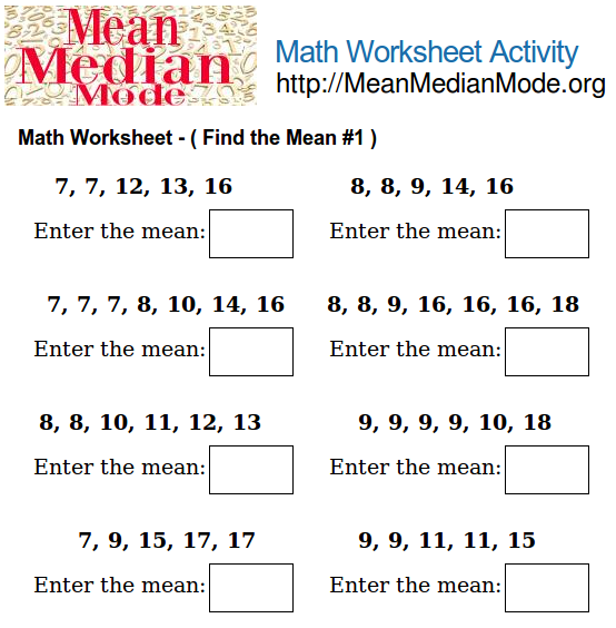 finding-the-mean-worksheet